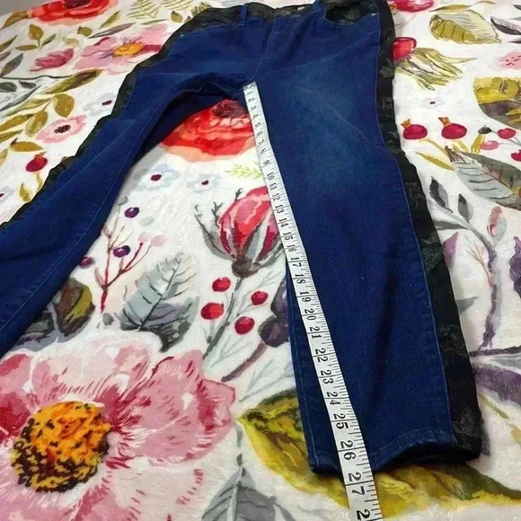 Pilcro and the letterpress high rise skinny jeans floral contrast stripe size 28 - Picture 3 of 15